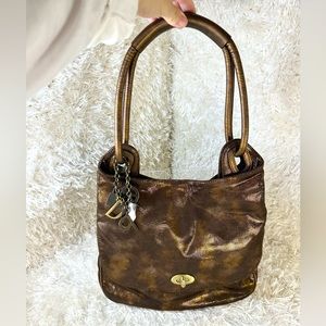 Donald J. Pliner Deep Bronze Metallic Shoulder Purse